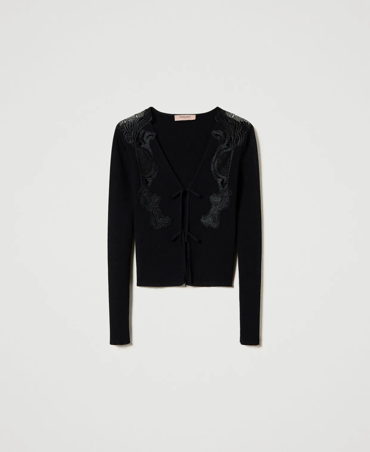 Cardigan Avec Lacets Et Dentelle