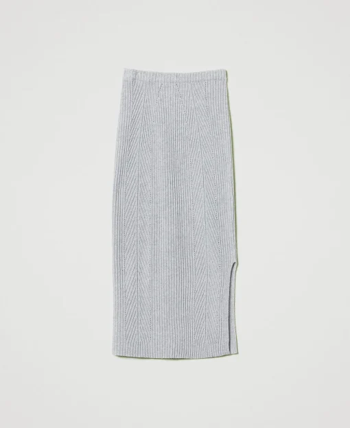 Jupe Mi-longue En Maille Mélangée De Laine Et Lurex
