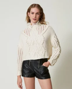 Maille En Laine Mélangée Avec Mélange De Points