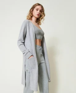 Maxi Cardigan En Mélange De Laine Et Lurex