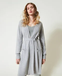 Maxi Cardigan En Mélange De Laine Et Lurex
