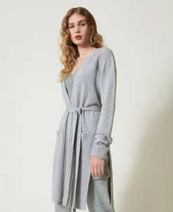 Maxi Cardigan En Mélange De Laine Et Lurex