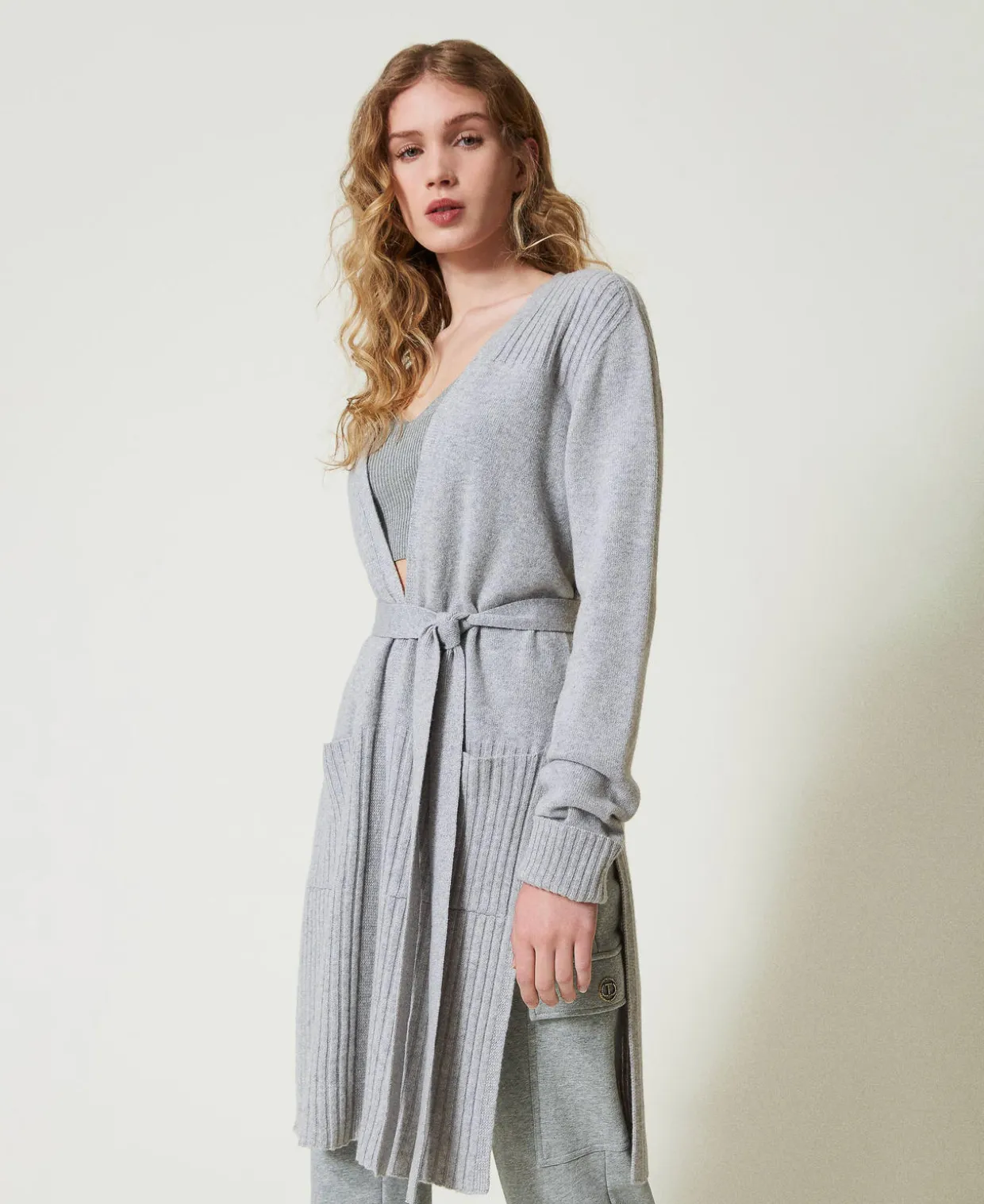 Maxi Cardigan En Mélange De Laine Et Lurex