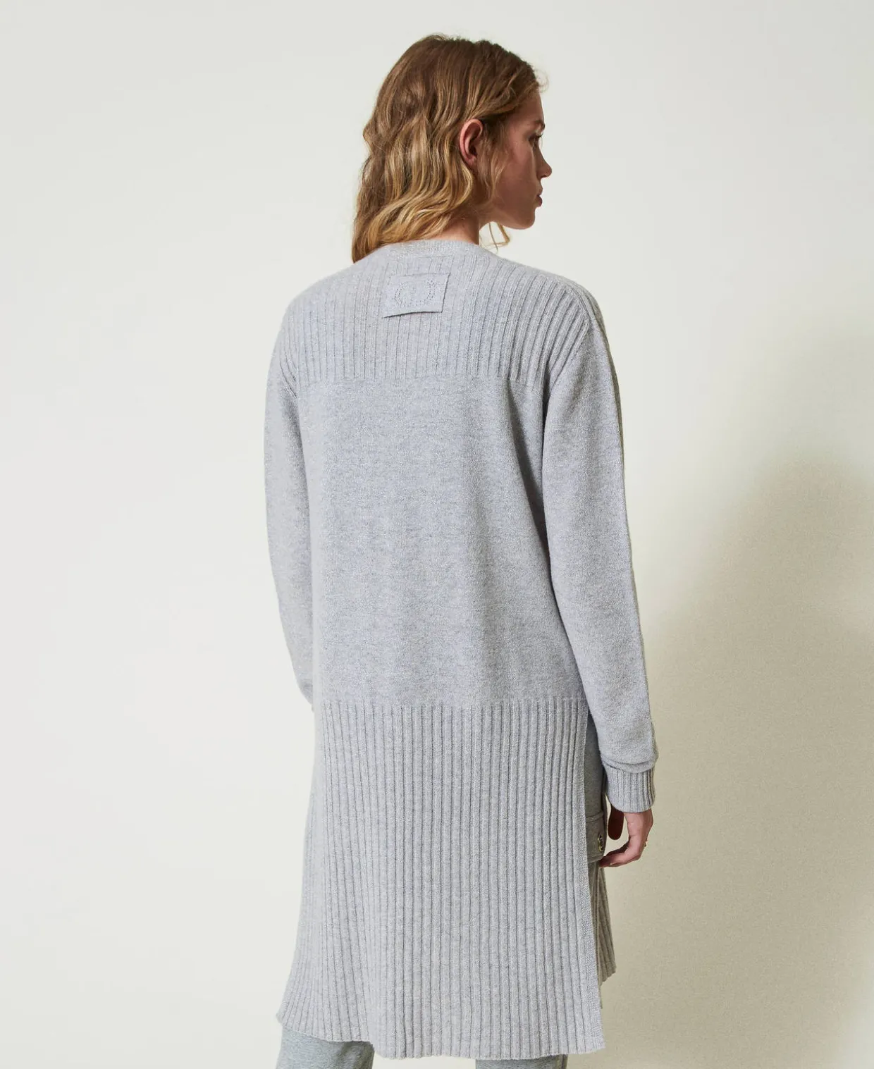 Maxi Cardigan En Mélange De Laine Et Lurex