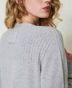 Maxi Cardigan En Mélange De Laine Et Lurex