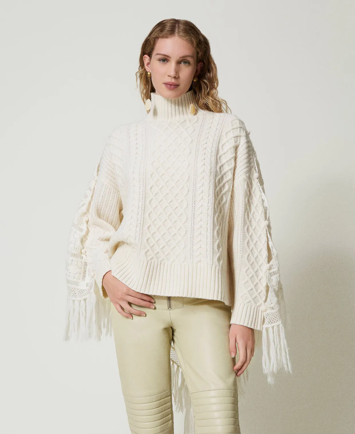 Maxi Pull En Laine Mélangée Avec étole