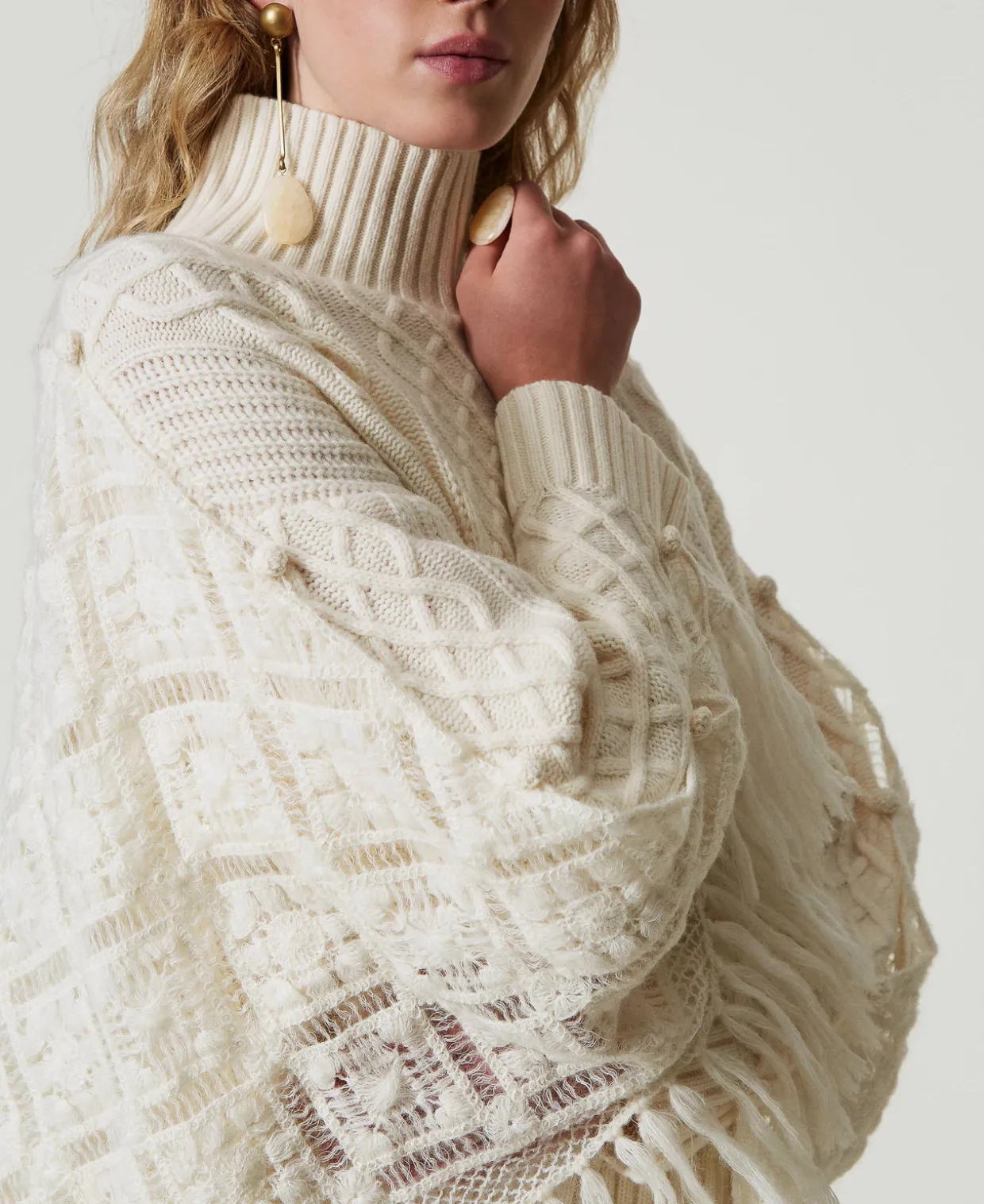 Maxi Pull En Laine Mélangée Avec étole