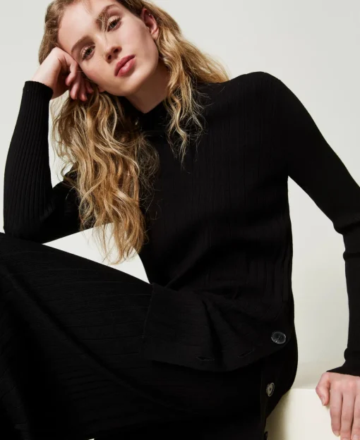 Maxi Pull Plissé Avec Boutons