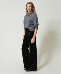 Pantalon En Velours Avec Boutons