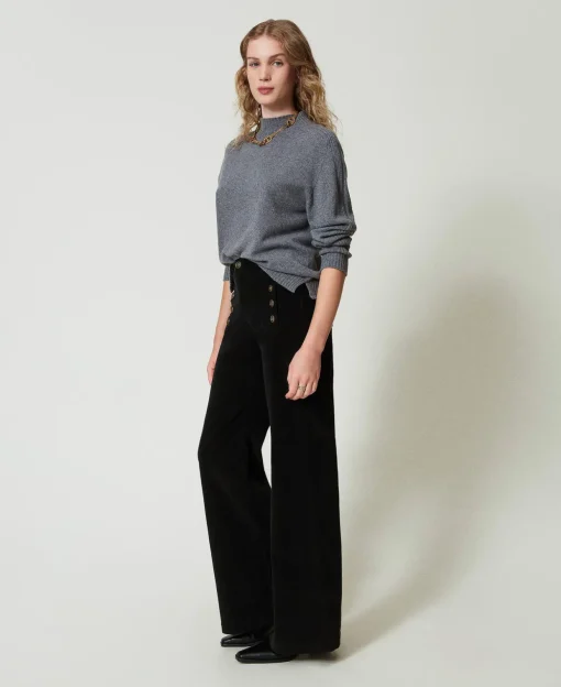 Pantalon En Velours Avec Boutons
