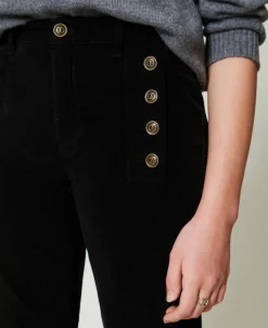 Pantalon En Velours Avec Boutons