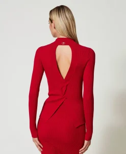 Pull Ajusté Côtelé Avec Ouverture