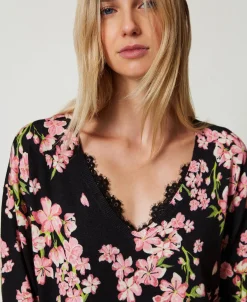 Pull Avec Imprimé Floral Et Dentelle