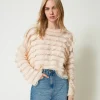 Pull Boxy Avec Volants Effet Dentelle