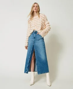 Pull Boxy Avec Volants Effet Dentelle