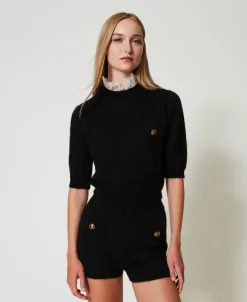 Pull «Charlotte» En Mohair Mélangé Avec Dentelle