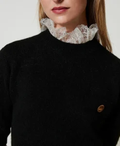Pull «Charlotte» En Mohair Mélangé Avec Dentelle
