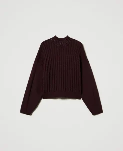 Pull Col Montant Avec Torsades Et Strass