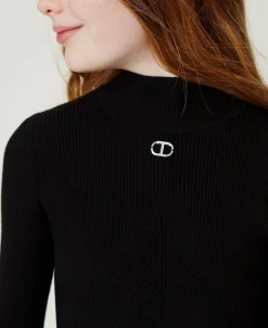 Pull Col Montant Côtelé Avec Logo