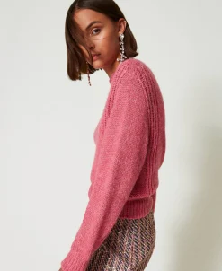 Pull Col Montant En Laine Mélangée Sans Coutures