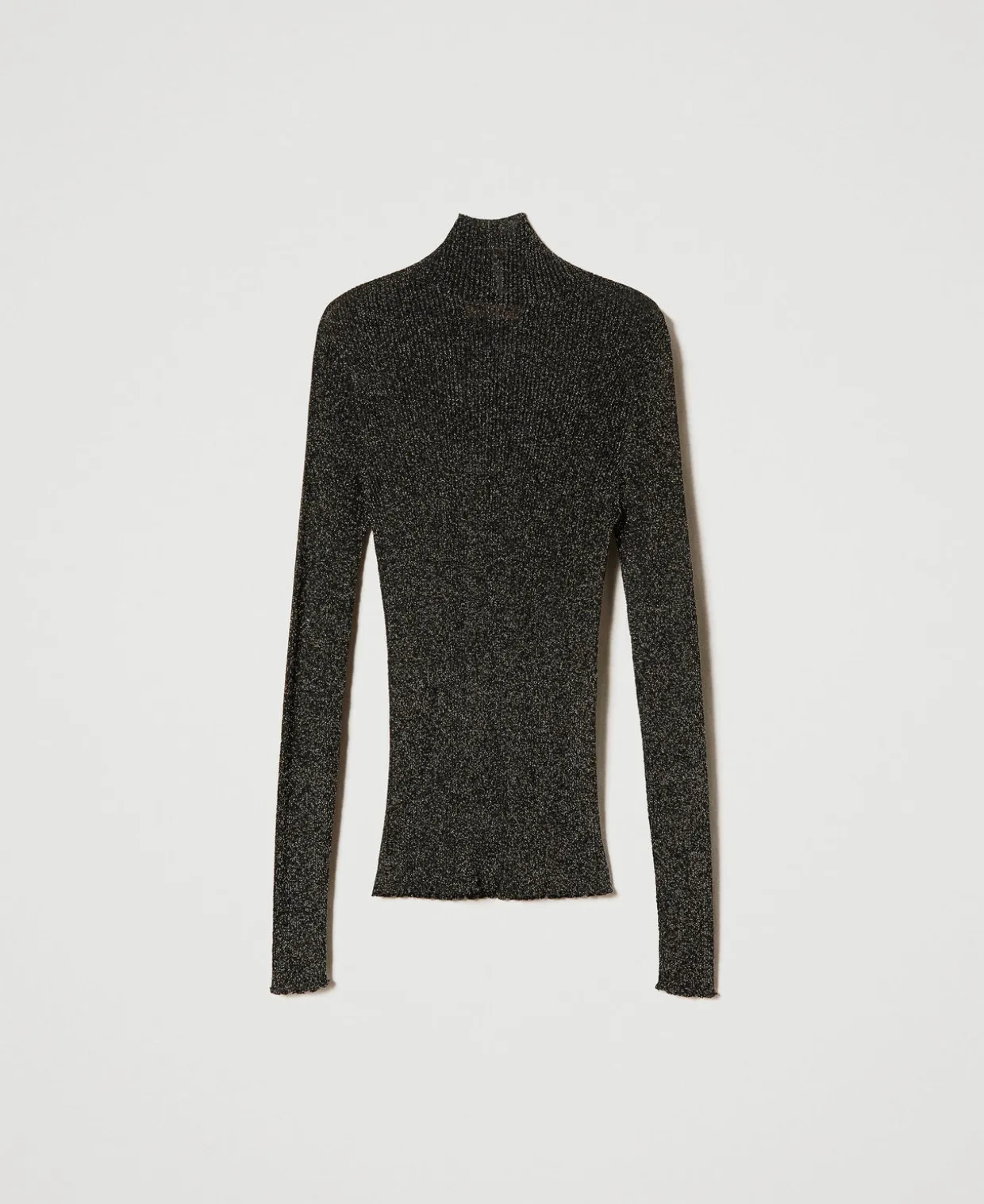 Pull Col Montant En Lurex Côtelé