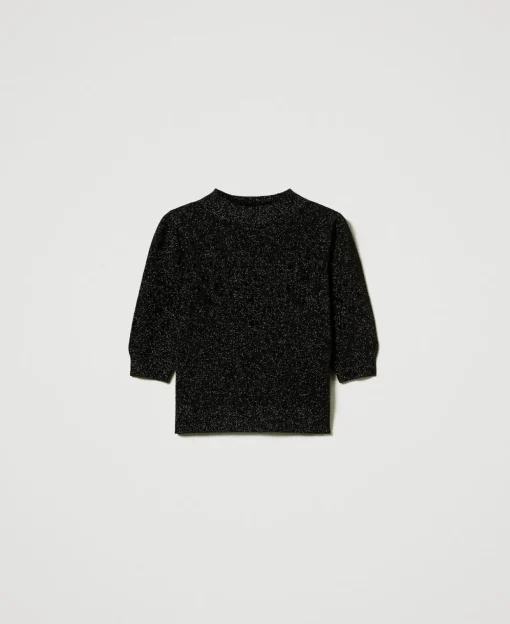Pull Col Montant En Mélange De Laine Et Lurex