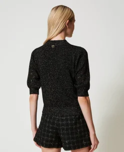 Pull Col Montant En Mélange De Laine Et Lurex
