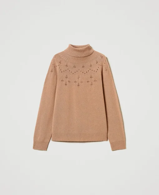 Pull Col Roulé En Mélange De Laine Et Lurex