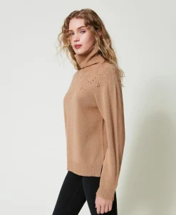 Pull Col Roulé En Mélange De Laine Et Lurex