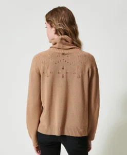 Pull Col Roulé En Mélange De Laine Et Lurex