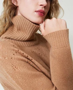Pull Col Roulé En Mélange De Laine Et Lurex