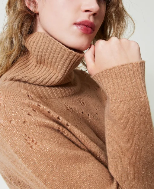 Pull Col Roulé En Mélange De Laine Et Lurex