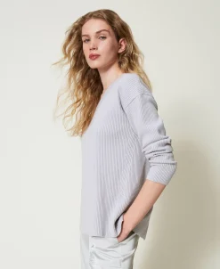 Pull Côtelé Avec Fente