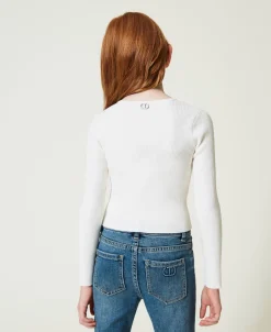 Pull Côtelé Avec Finition Croisée