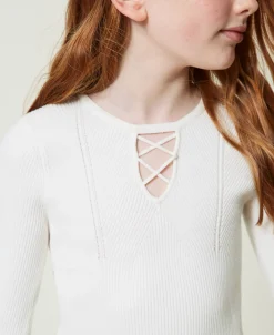 Pull Côtelé Avec Finition Croisée