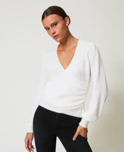 Pull En Angora Mélangé Avec Perles