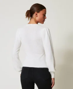 Pull En Angora Mélangé Avec Perles