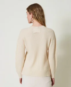 Pull En Laine Et Cachemire Avec Finition Côtelée