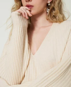 Pull En Laine Et Cachemire Avec Finition Côtelée