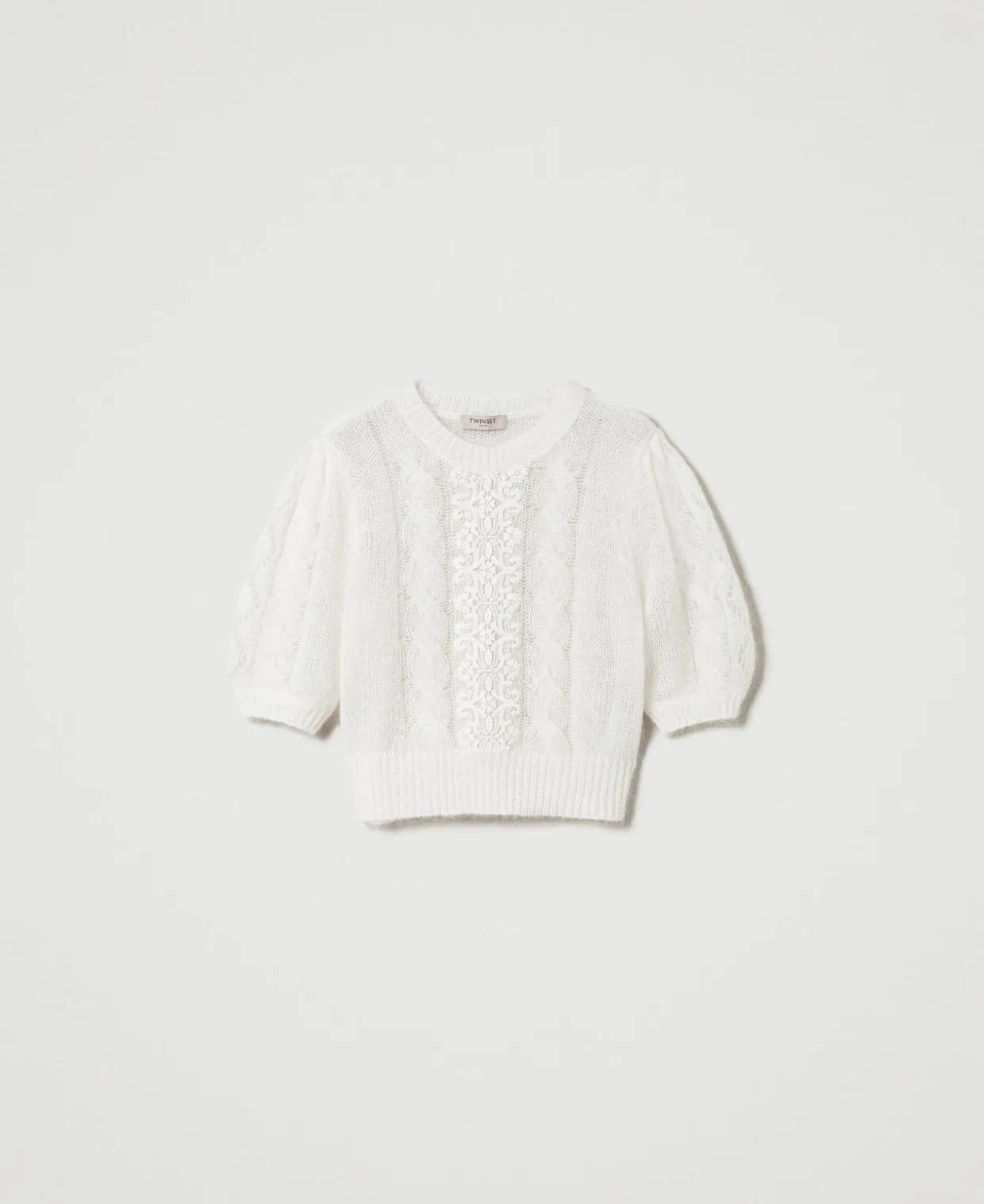 Pull En Laine Et Mohair Avec Dentelle