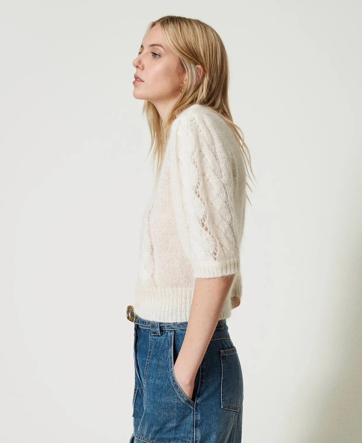 Pull En Laine Et Mohair Avec Dentelle