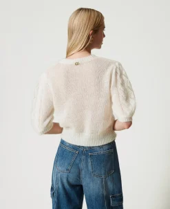 Pull En Laine Et Mohair Avec Dentelle