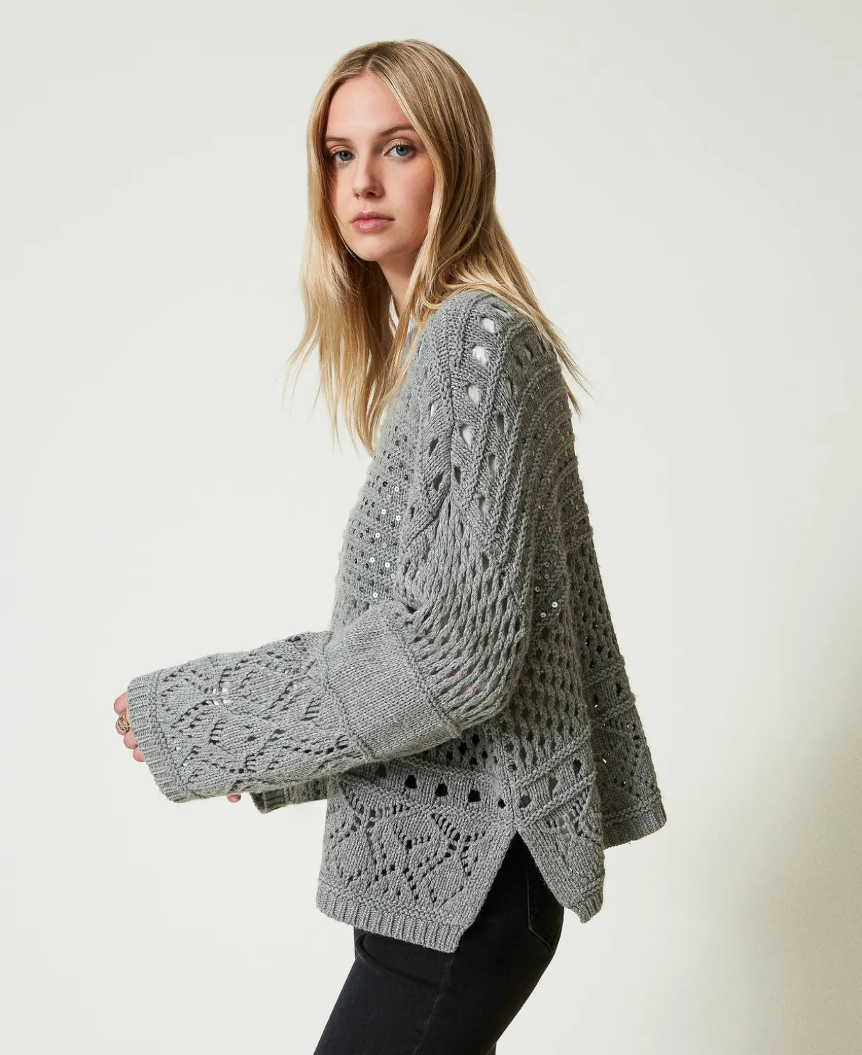Pull En Laine Mélangée Avec Sequins