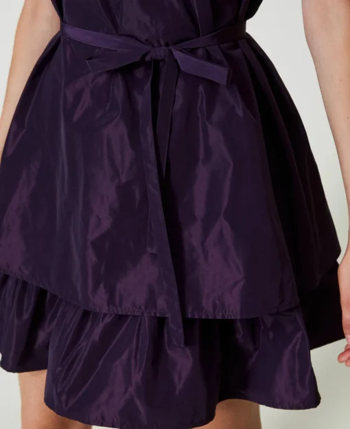Robe Courte En Taffetas Avec Volant