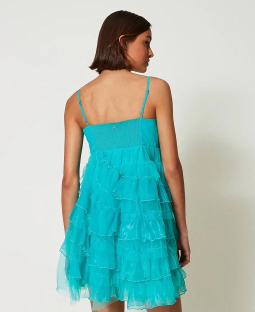 Robe Courte En Tulle Et Organza