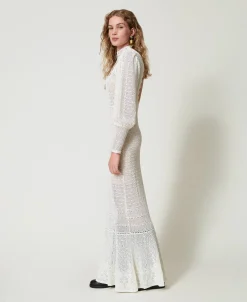 Robe Longue «Lara» En Maille Point Dentelle