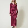 Robe Longue Portefeuille En Satin