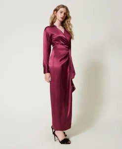 Robe Longue Portefeuille En Satin