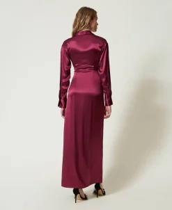 Robe Longue Portefeuille En Satin
