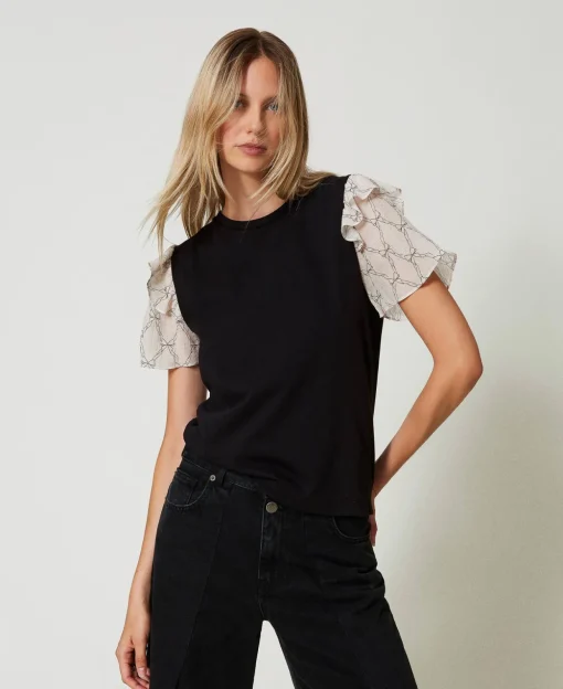 T-shirt Avec Manches En Crépon